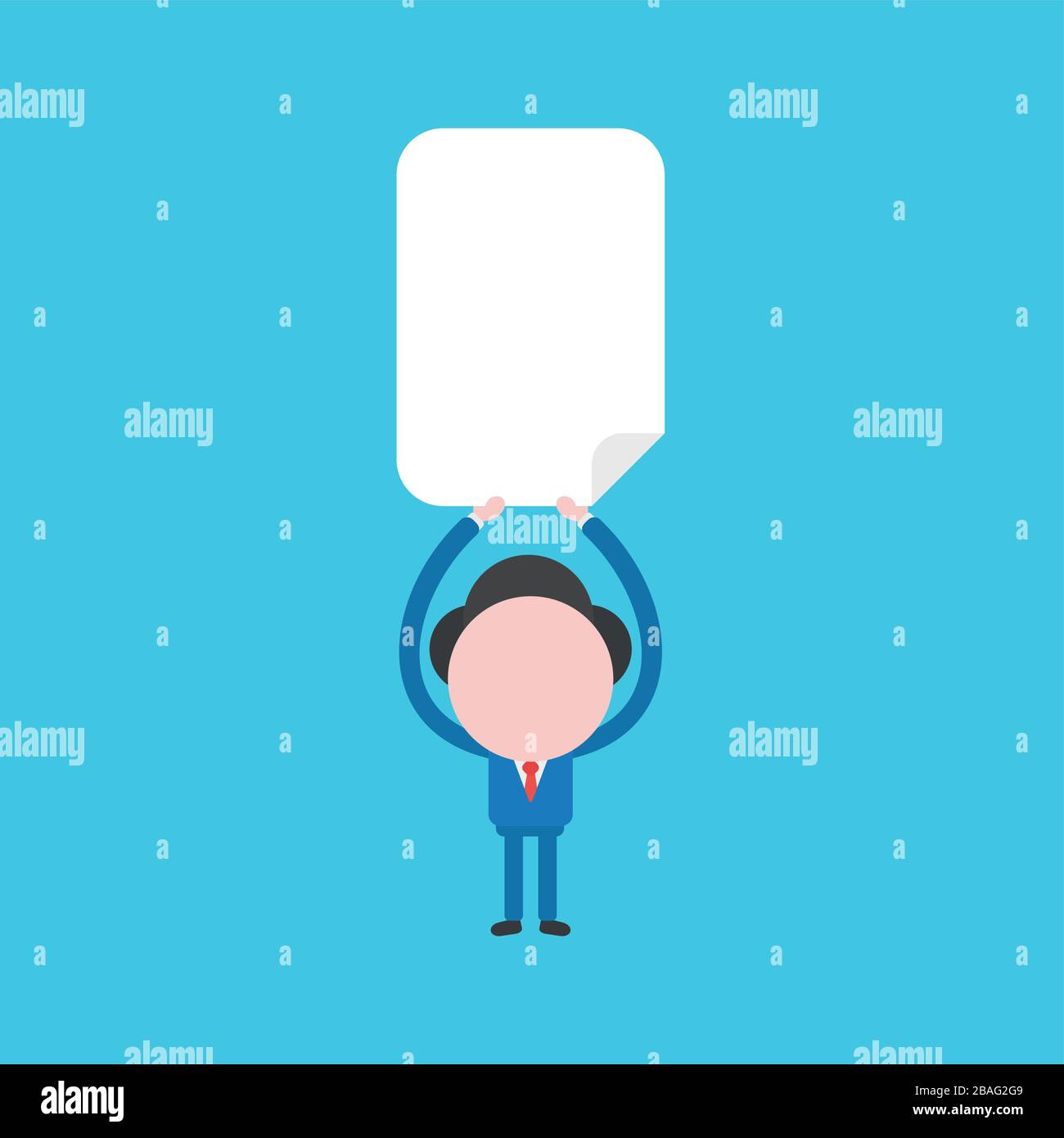 Vector illustration concept of businessman character holding up blank ...