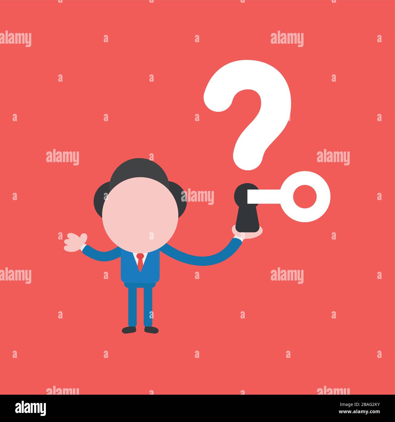 Vector illustration concept of businessman character holding question ...