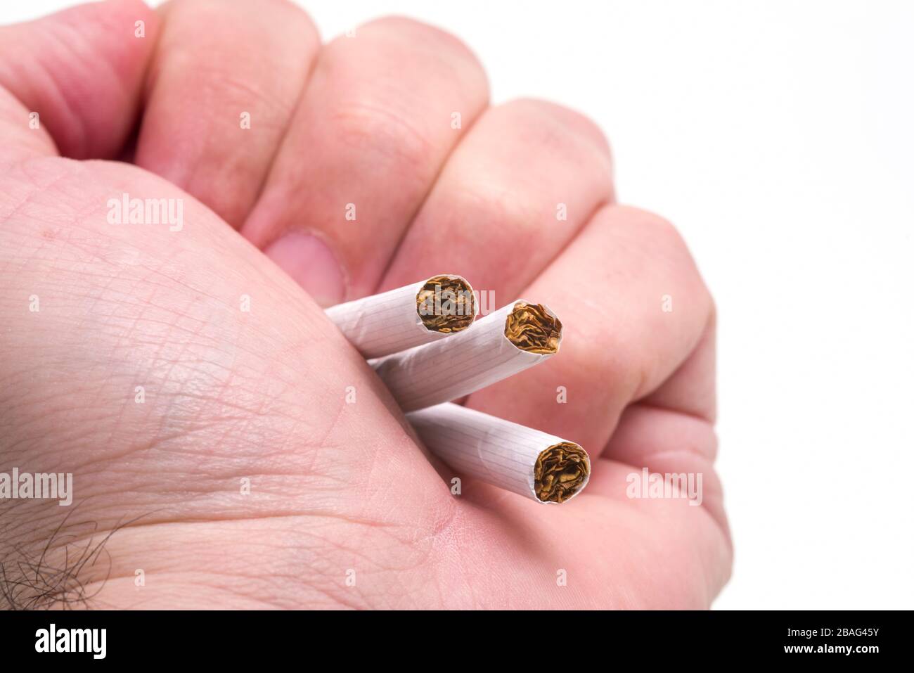 Man hand crushing cigarettes, No smoking campaign Stock Photo Alamy