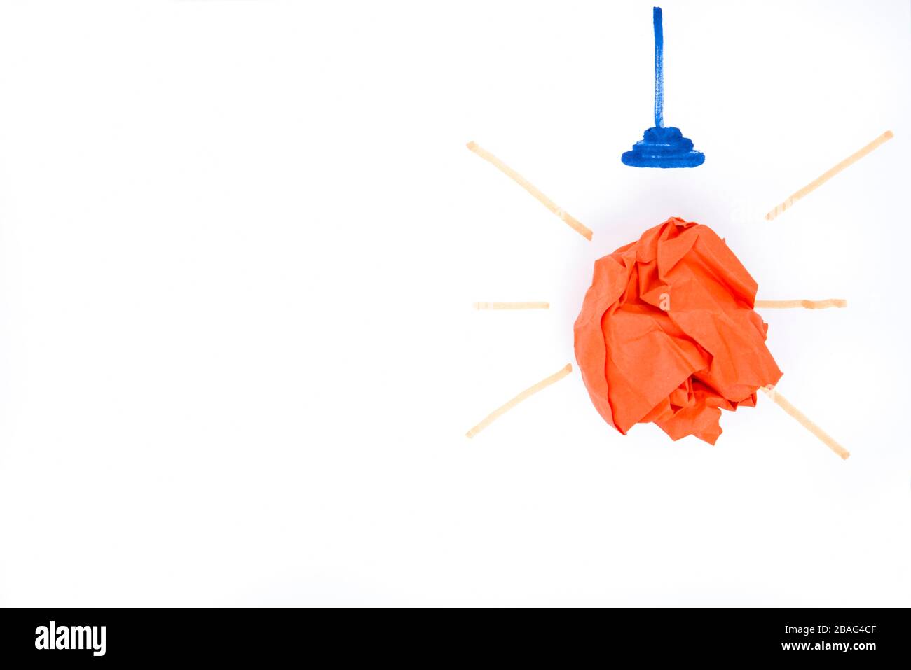 Concept, crumpled paper ball as light bulb Stock Photo