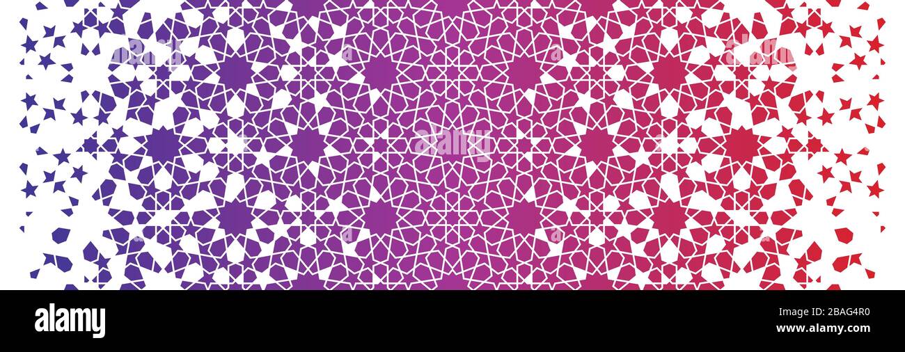 Red morocco pattern, islamic vector border. Stock Vector