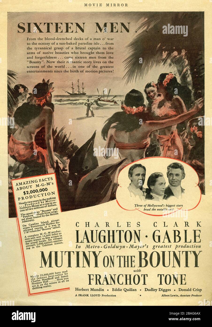 CHARLES LAUGHTON as Captain Bligh CLARK GABLE as Fletcher Christian and
