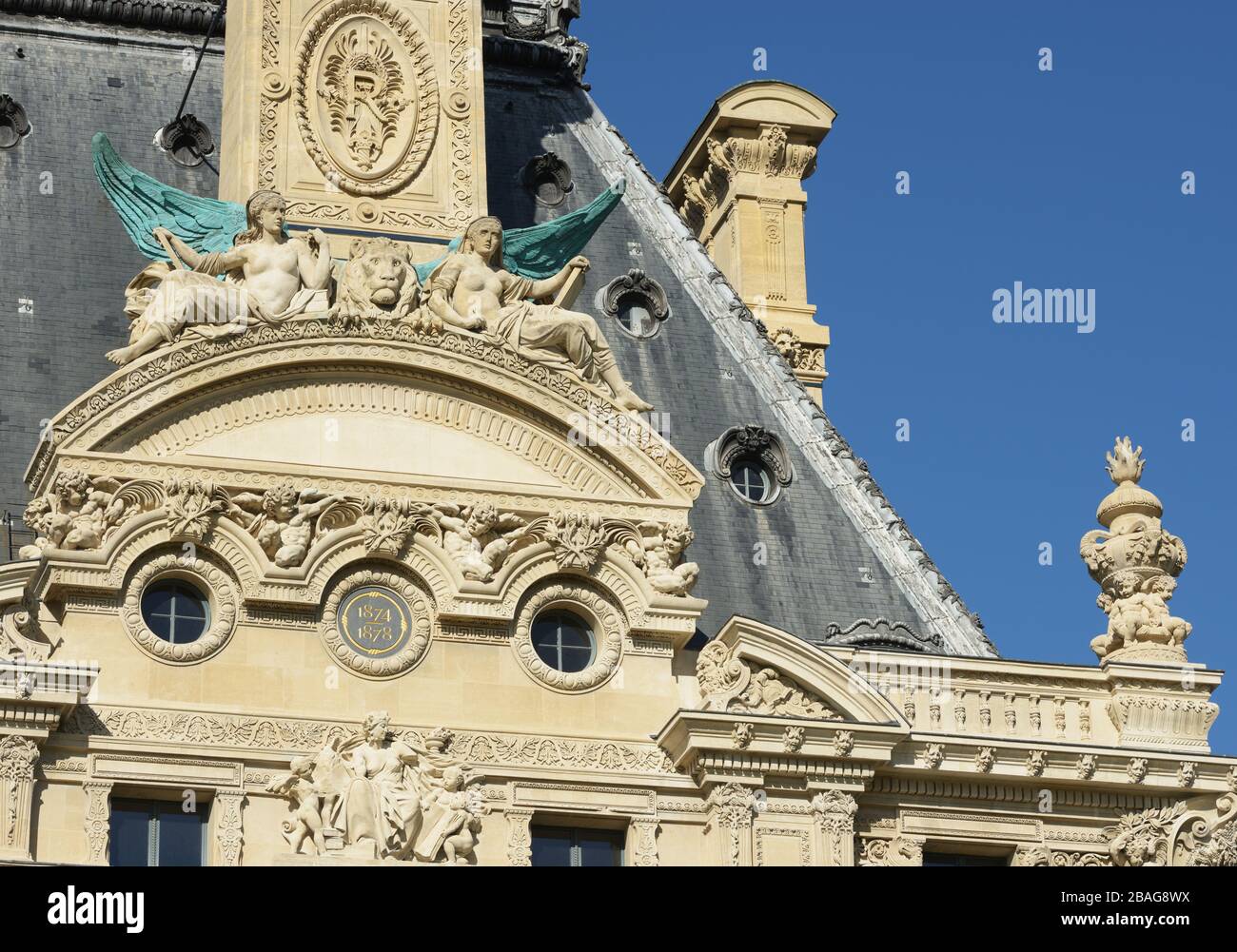 Details of the Louvre building (Pavillon de Marsan), Paris, France Stock Photo