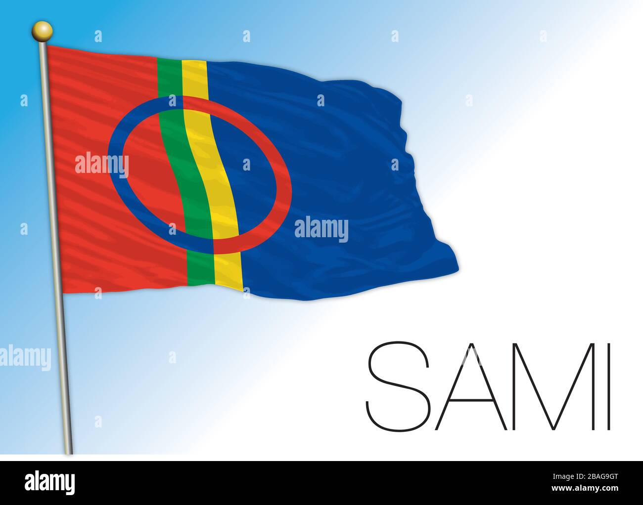 Sami official national flag, north europe, vector illustration Stock Vector