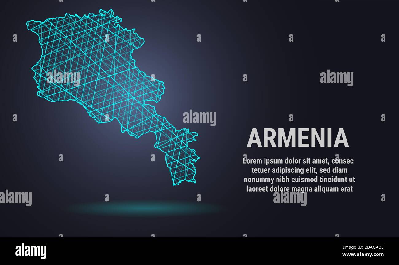 Vector low poly map of Armenia Stock Vector
