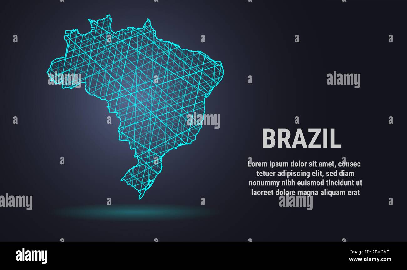 Vector low poly map of Brazil Stock Vector