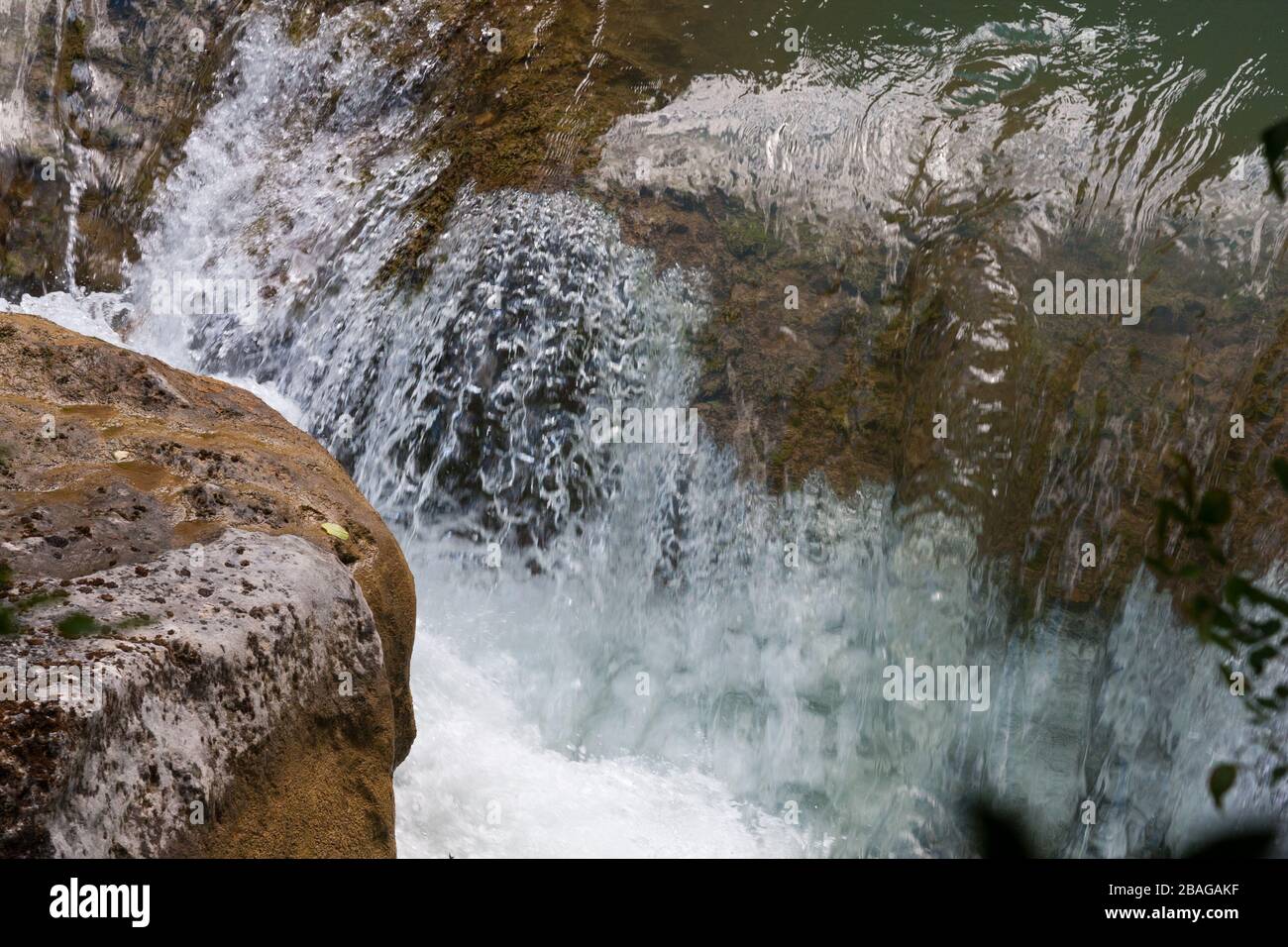 falling water on mountain river Stock Photo - Alamy