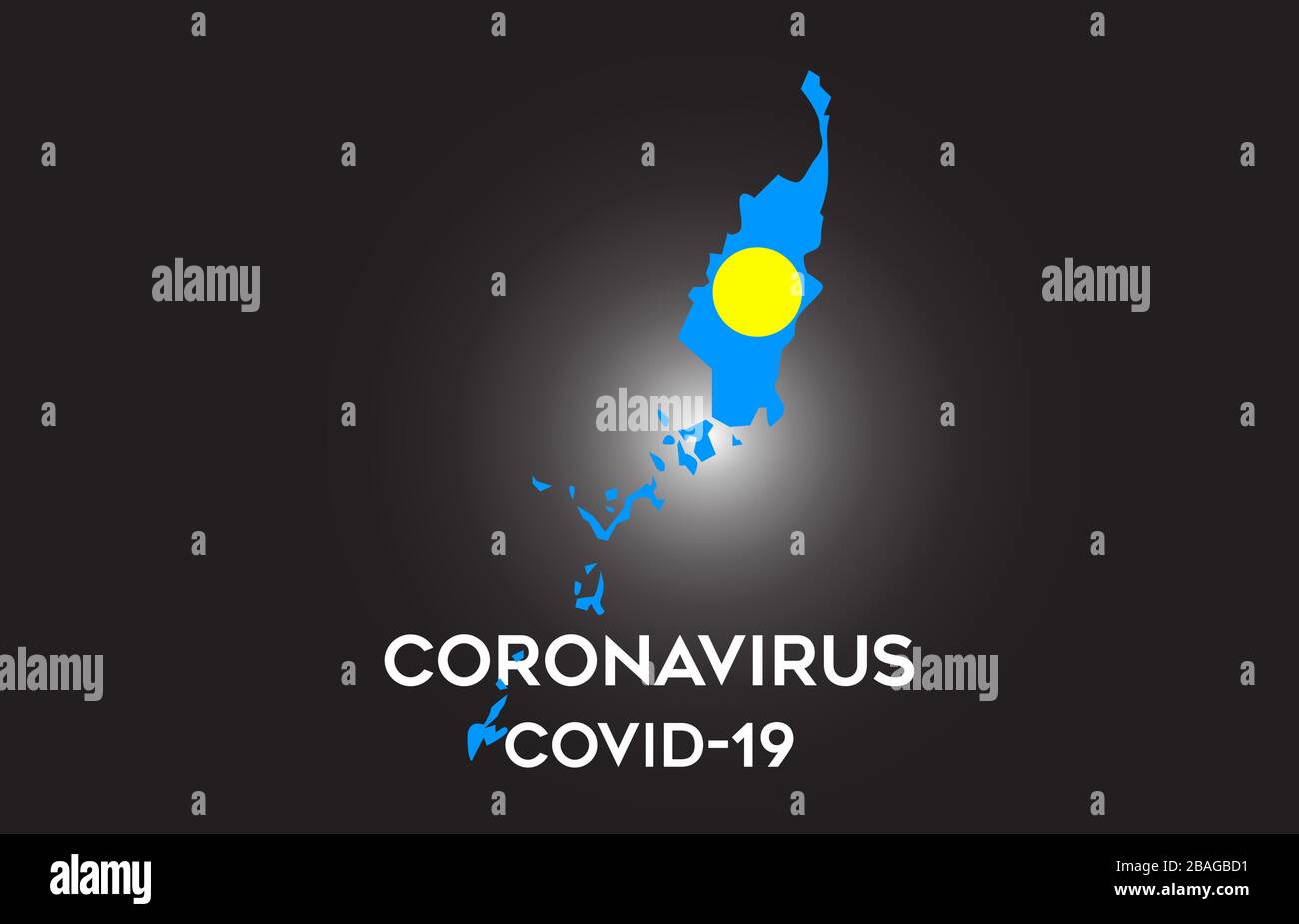 CoronaVirus in Palau and Country flag inside Country border Map Vector Design. Covid-19 with Palau map with national flag Vector Illustration. Stock Vector