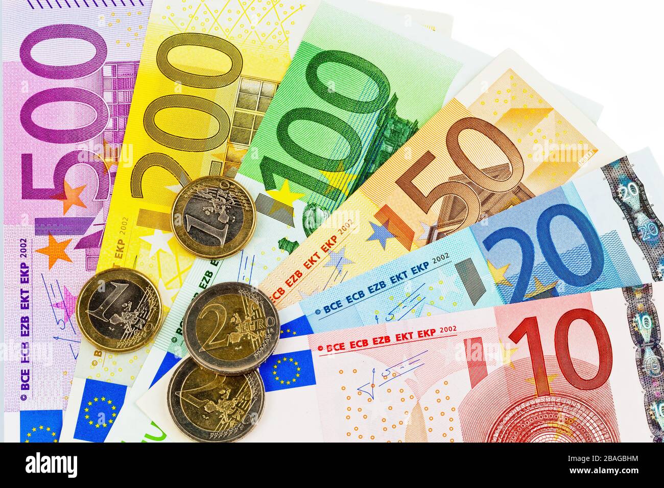 Euro Banknoten und Muenzen Stock Photo