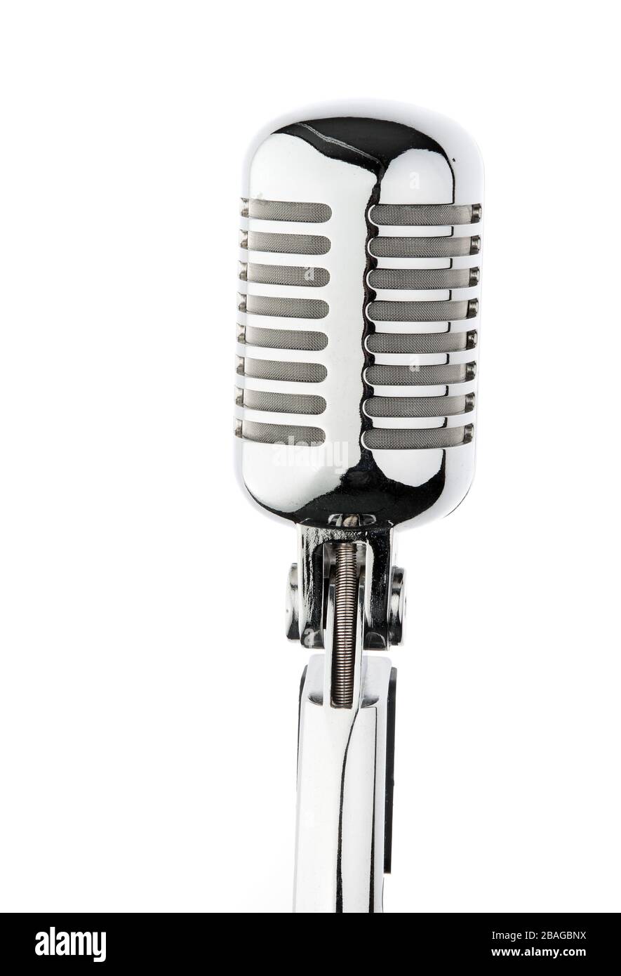 Ein verchromtes Mikrofon für Reden, Ansprachen, Karaoke und Musik, Stock Photo