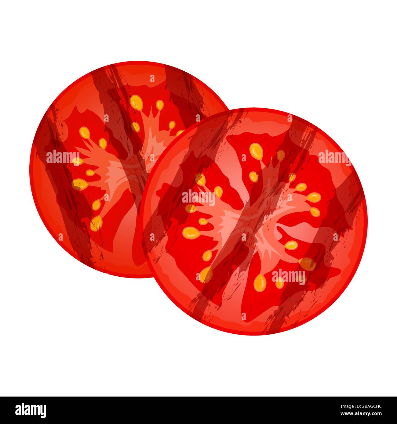 Grilled red tomato sliced slices isolated on white background. Juicy ...