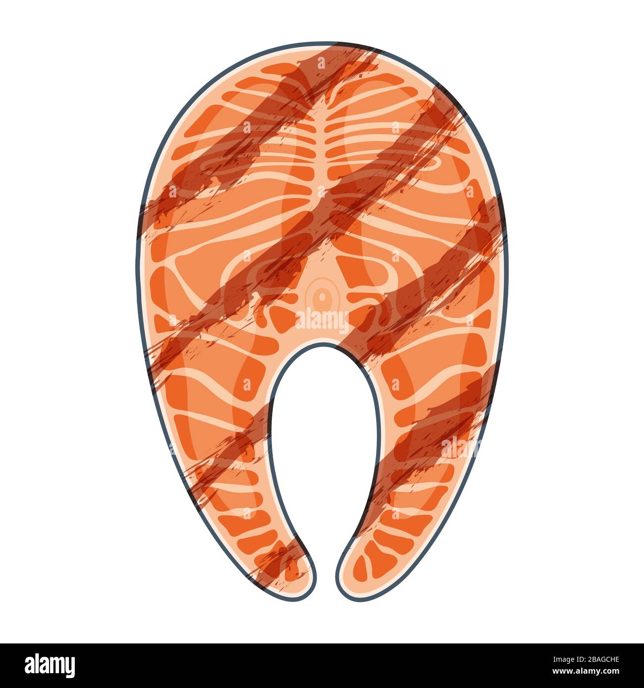 Grilled salmon steak isolated on white background. Slice of red fish ...