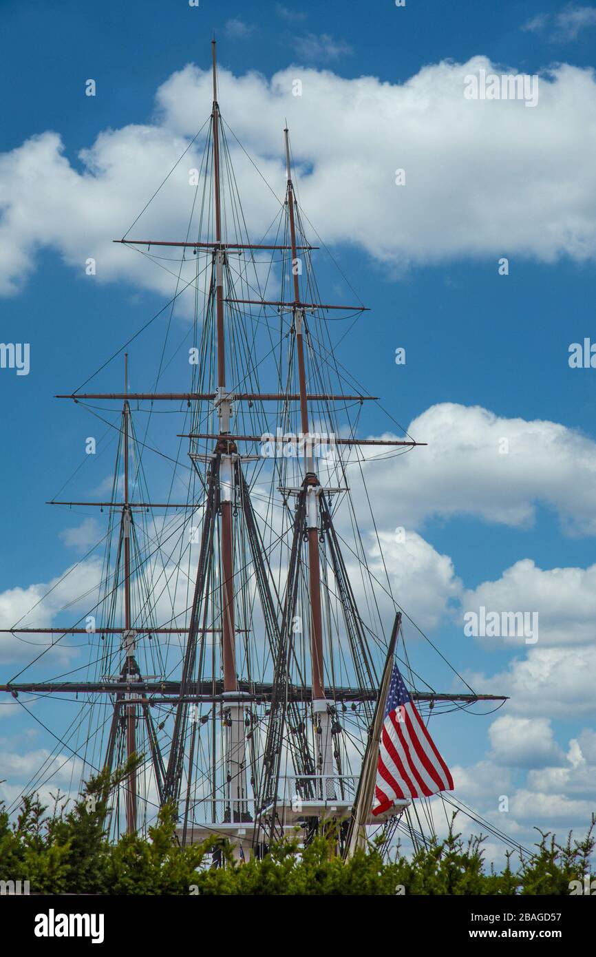 Masts on American Sailing Ship Stock Photo