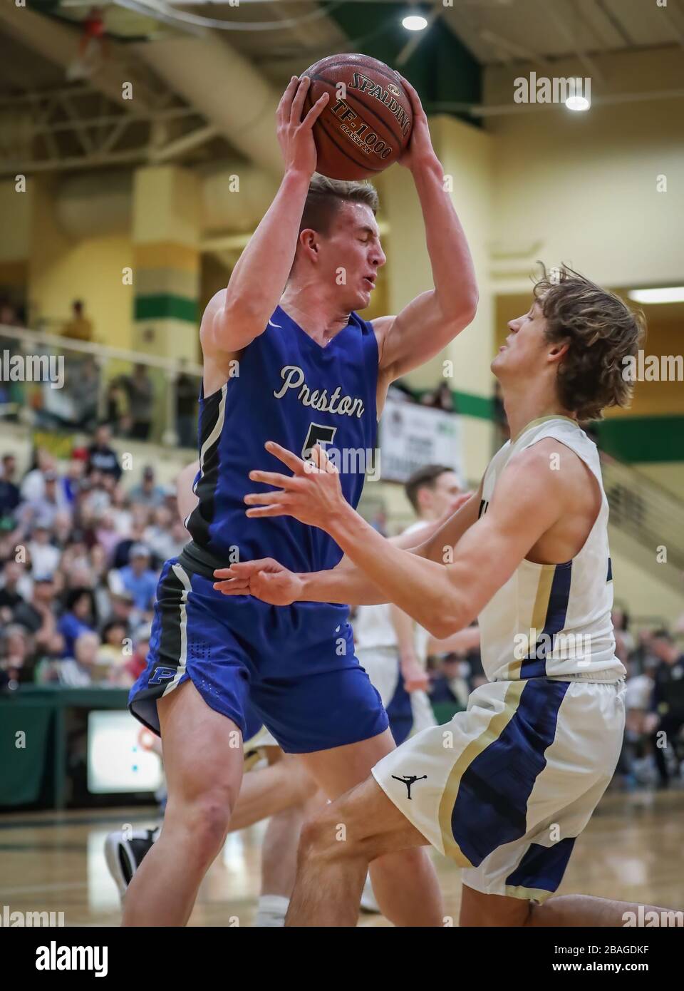 Preston vs Middleton high school basketball action in Boise, Idaho