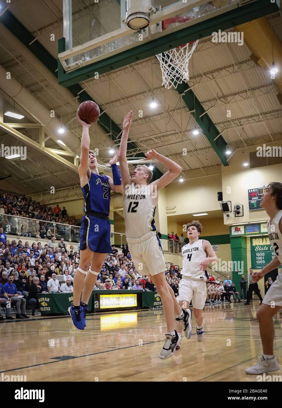 Preston vs Middleton high school basketball action in Boise, Idaho
