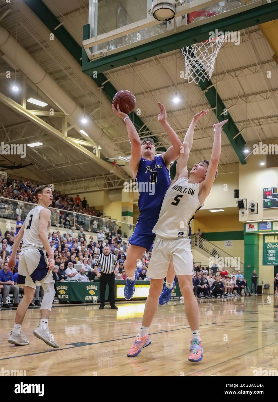 Preston vs Middleton high school basketball action in Boise, Idaho