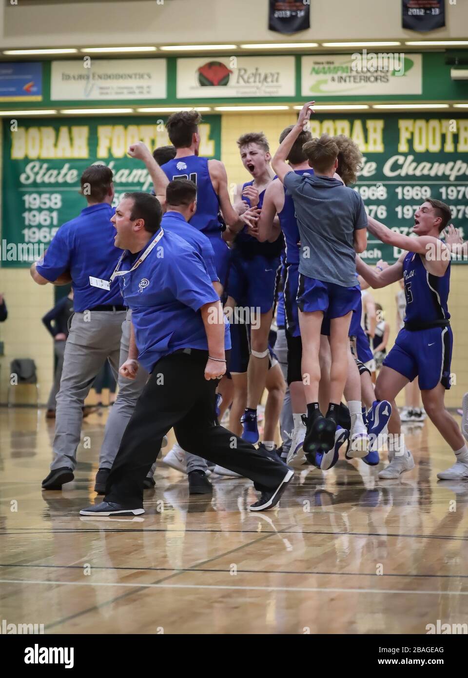 Preston vs Middleton high school basketball action in Boise, Idaho