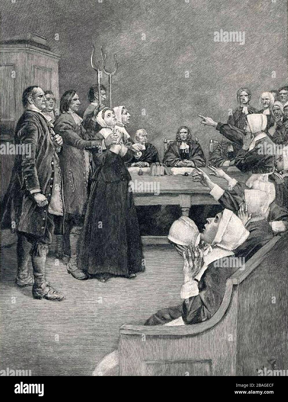 SALEM WITCH TRIALS 1692-1693 in a 19th century engraving Stock Photo