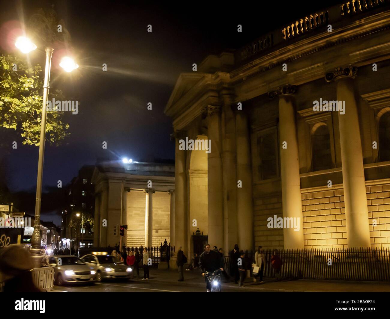 Bank of Ireland headquarters in Dublin during evening rushhour Stock Photo