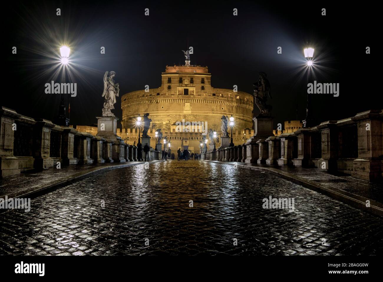 Castel Sant'Angelo. Night photography. Rome, Italy Stock Photo