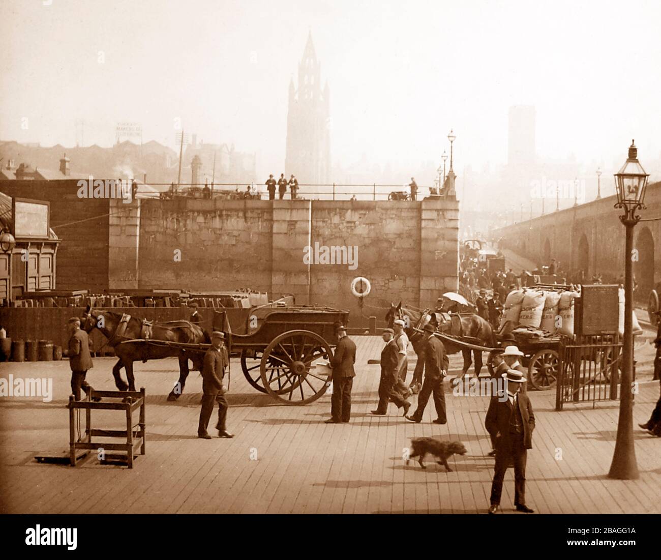 Liverpool Pier Head floating road, Victorian period Stock Photo