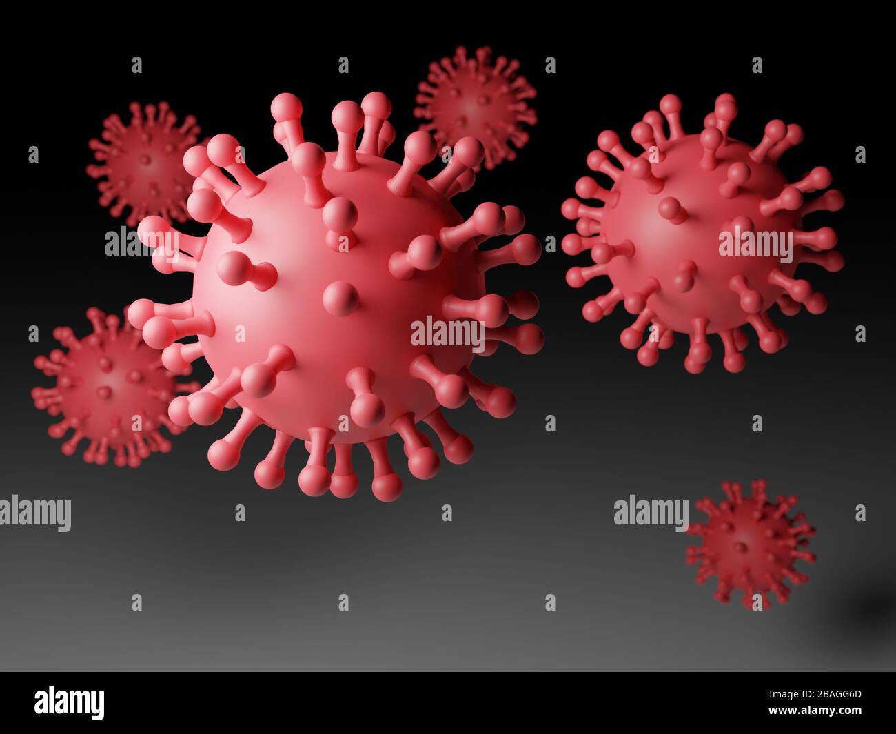 Coronavirus. Corona virus on dark background. 3d rendering Stock Photo