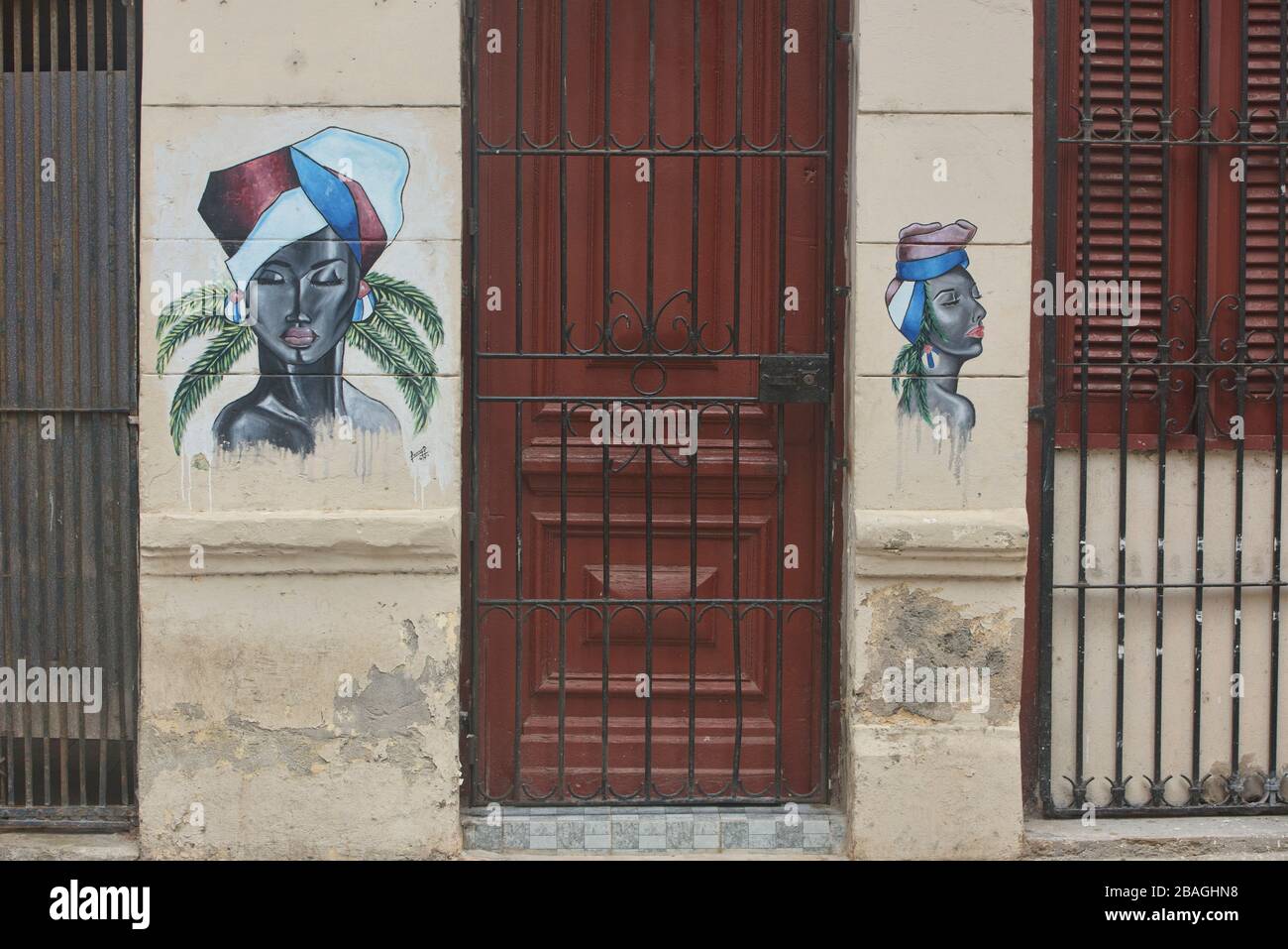 Street art and colourful neighbourhoods, Havana, Cuba Stock Photo