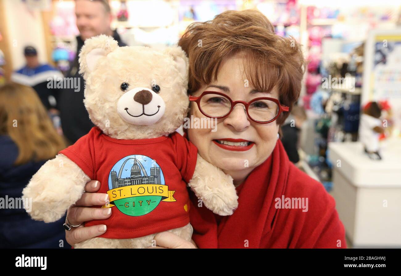 St. Louis-based Build-A-Bear founder Maxine Clark is shown in this file photo on Saturday, January 4, 2020 during the opening of a new World headquarters building in St. Louis. Build-A-Bear has announced it is closing all of its stores due to the coronavirus and furloughing 90 percent of its employees, in St. Louis on Friday, March 27, 2020. Furloughed employees will not be paid, but will continue to receive employee benefits including medical, dental, and vision benefits. Build-A-Bear has more than 400 stores around the world. File Photo by Bill Greenblatt/UPI Stock Photo