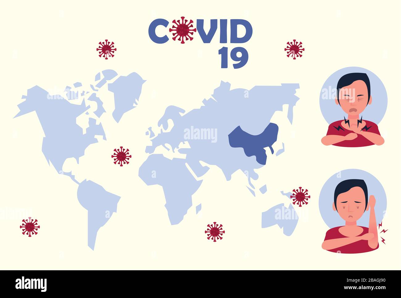 covid19 particles with earth maps and symptoms Stock Vector Image & Art ...
