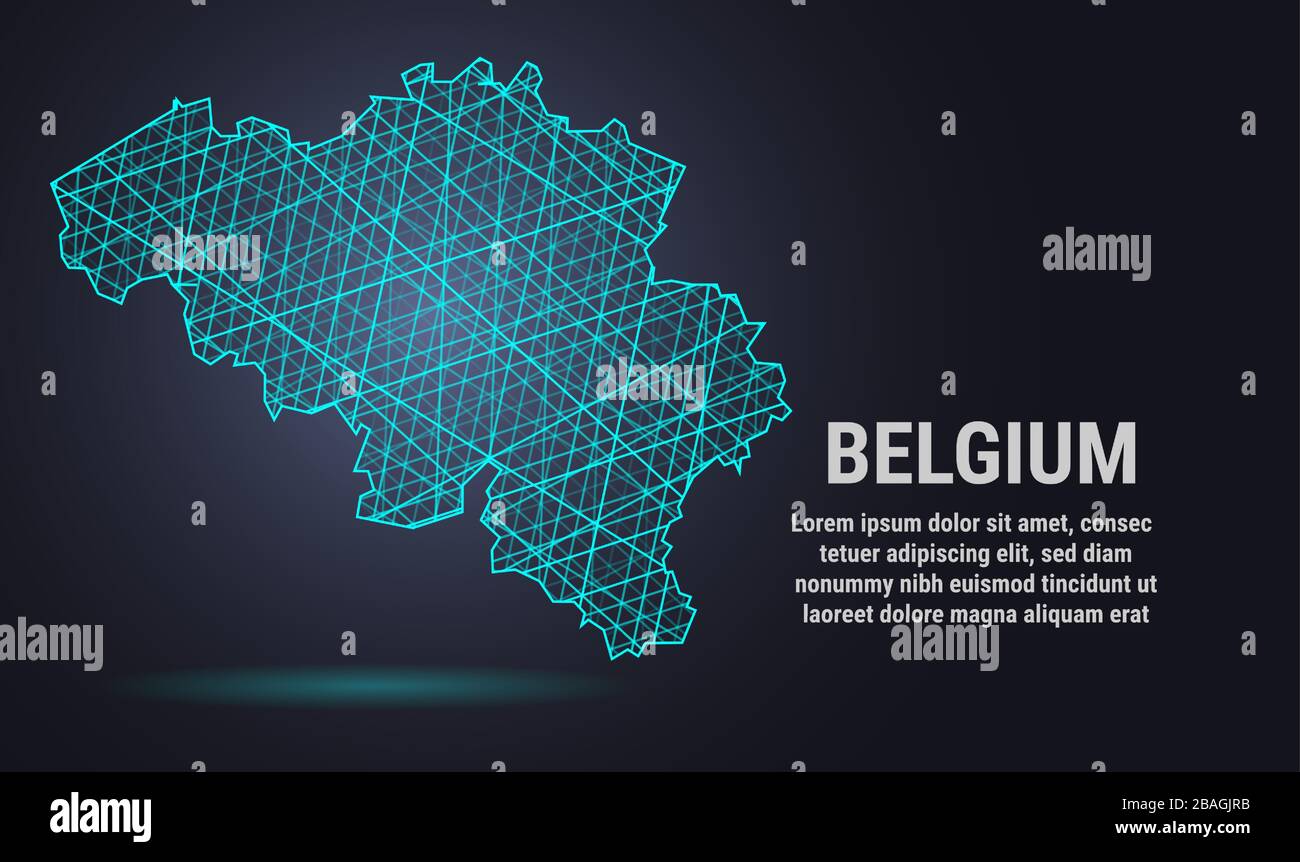 Vector low poly map of Belgium Stock Vector