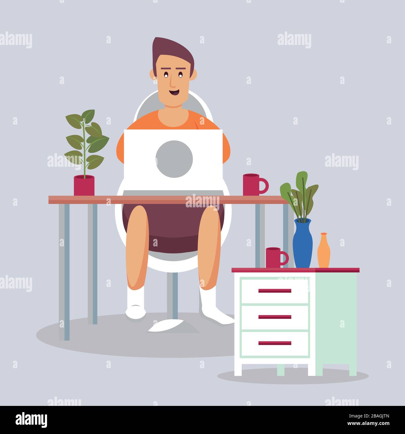 Office desk laptop drawer Stock Vector Images - Alamy