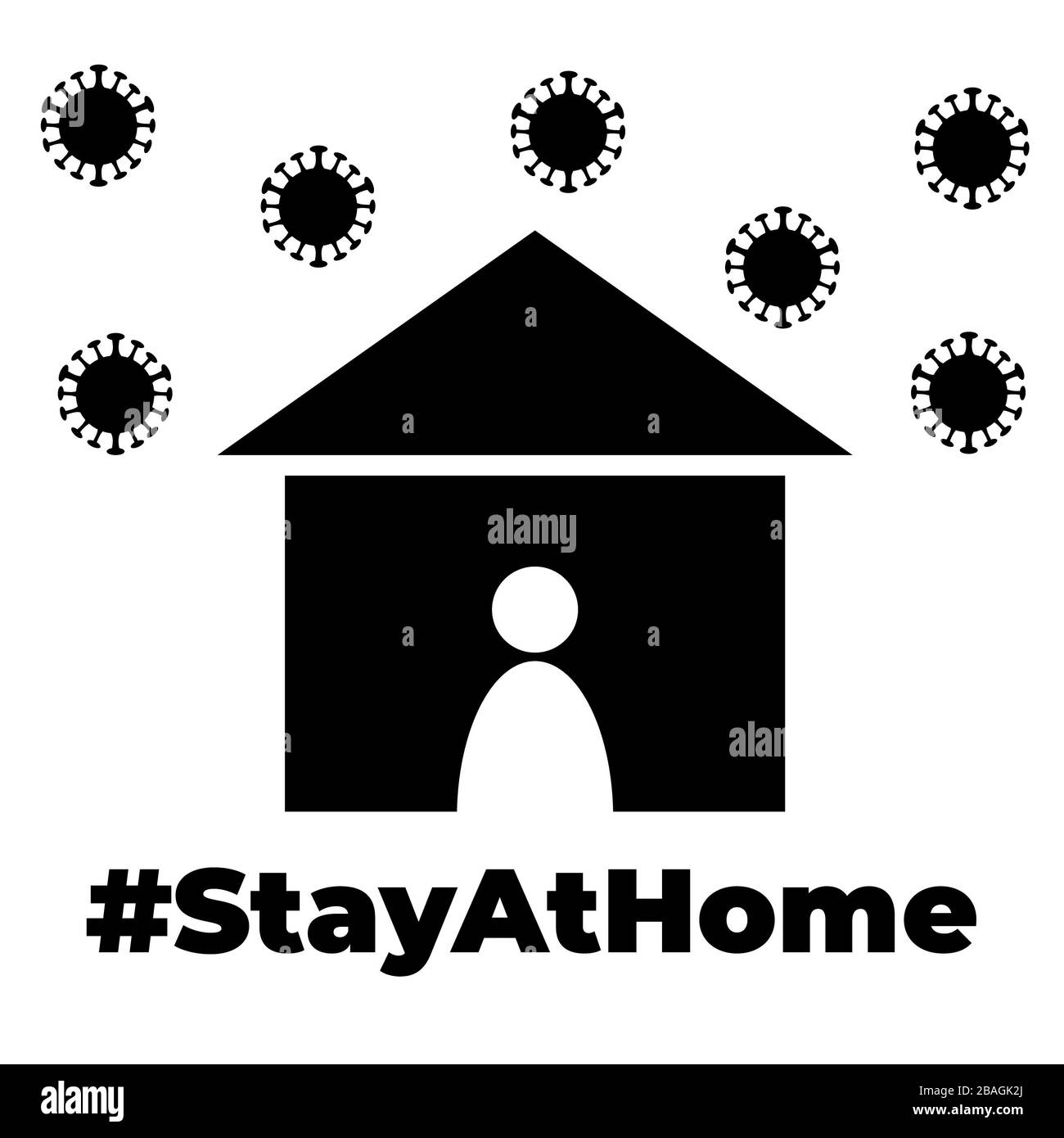 Stay At Home Simple Black and White Vector Illustration Stock Photo - Alamy