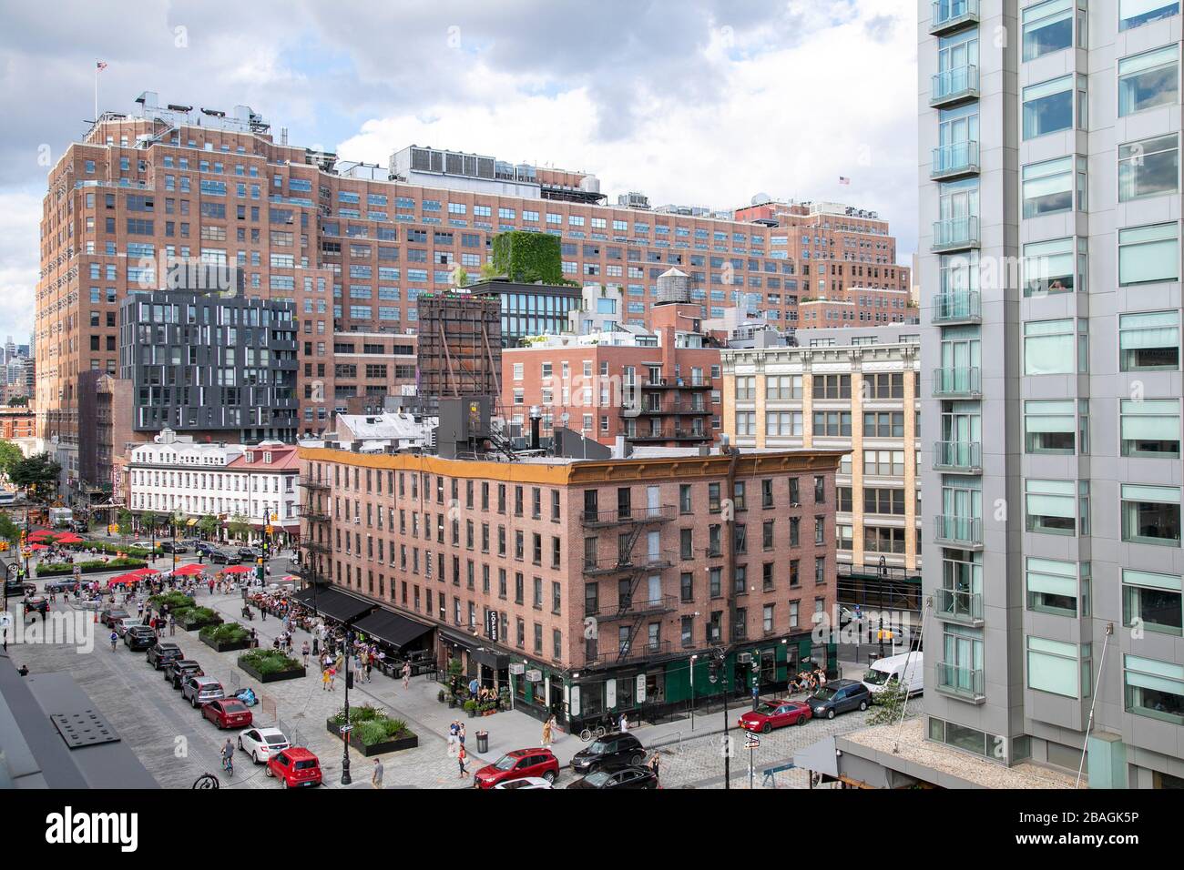 A busy summer day in the Meatpacking District, New York City. Stock Photo