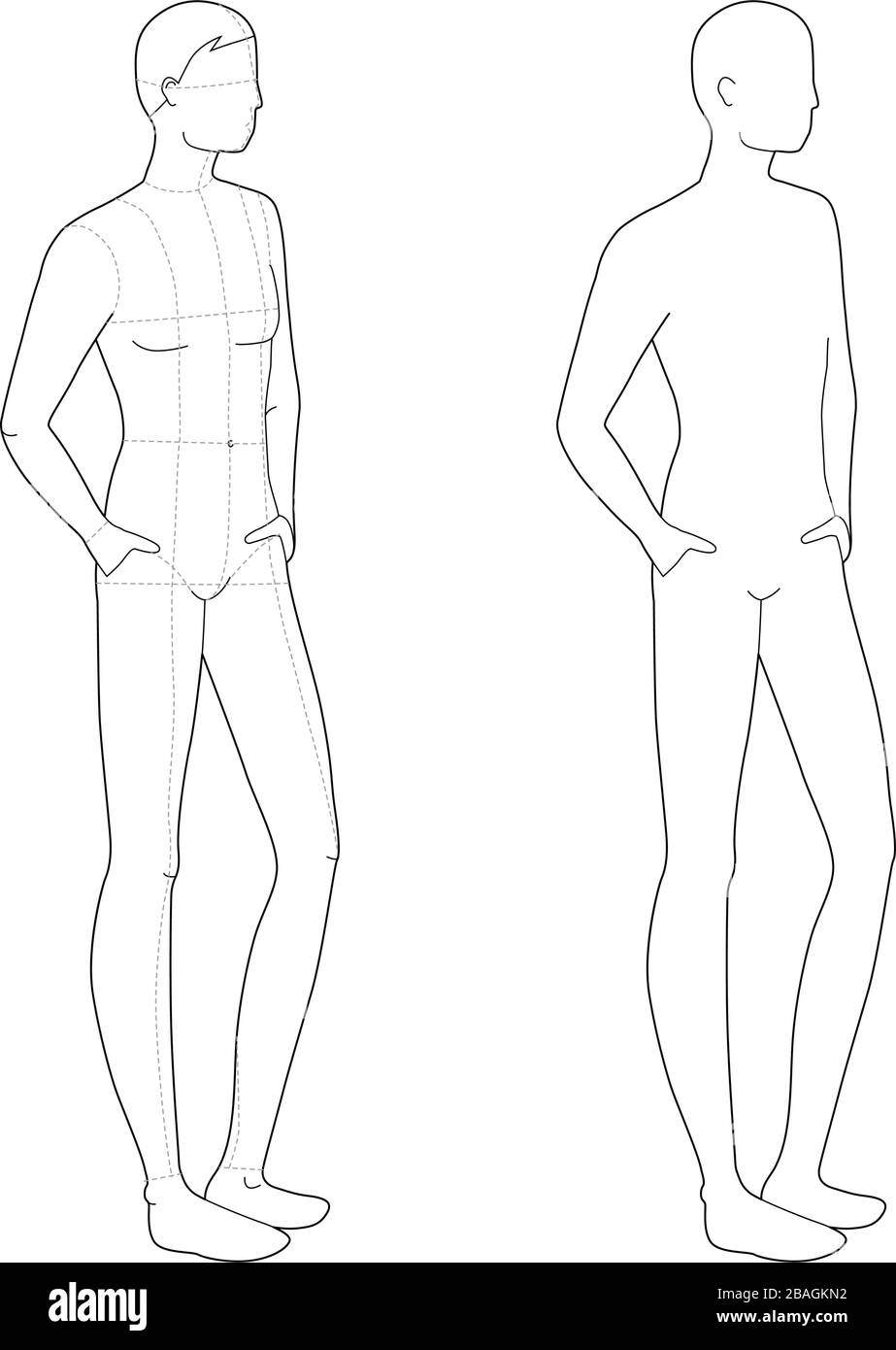 Fashion template of relaxing stand men. 21 head size for technical Throughout Blank Model Sketch Template