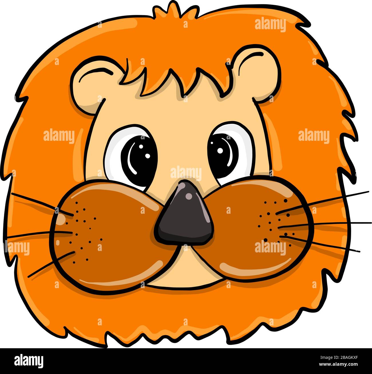 Lions head, illustration, vector on white background Stock Vector Image ...