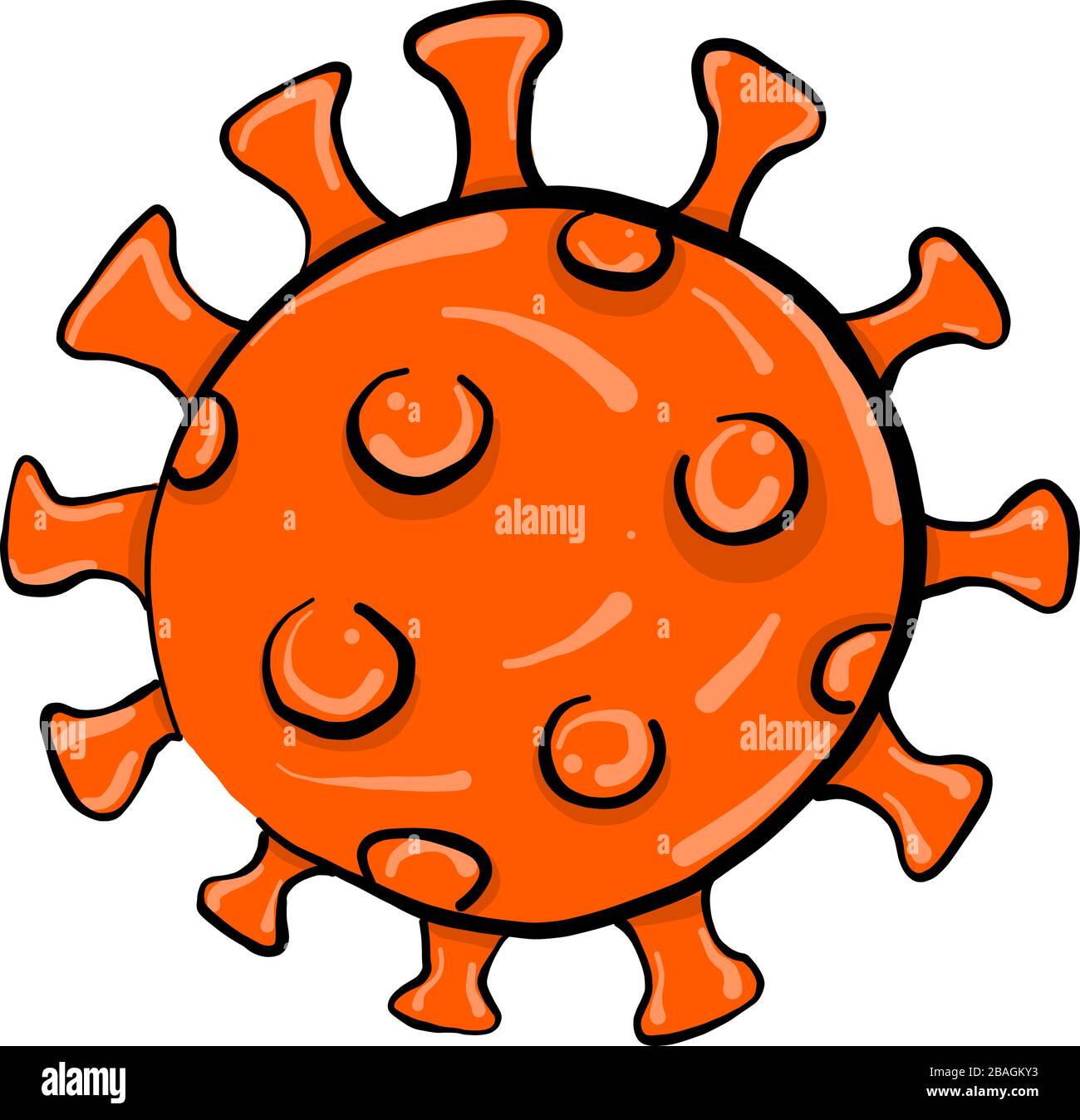 Orange coronavirus, illustration, vector on white background Stock Vector