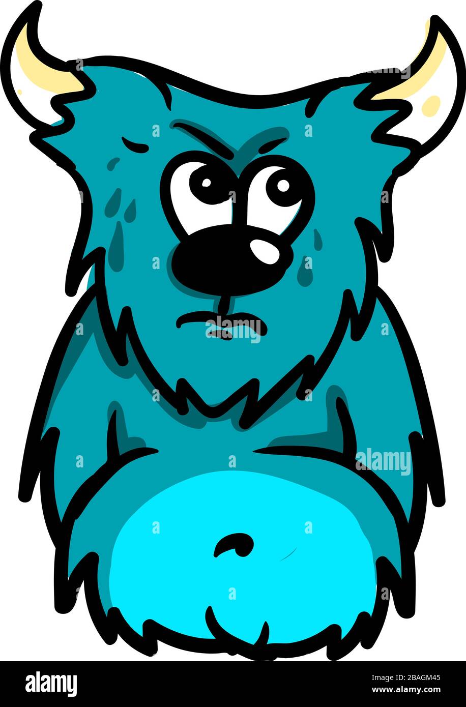Angry blue monster, illustration, vector on white background Stock Vector