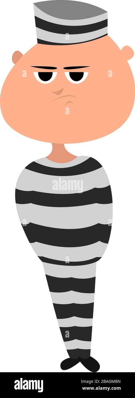 Angry prisoner, illustration, vector on white background Stock Vector