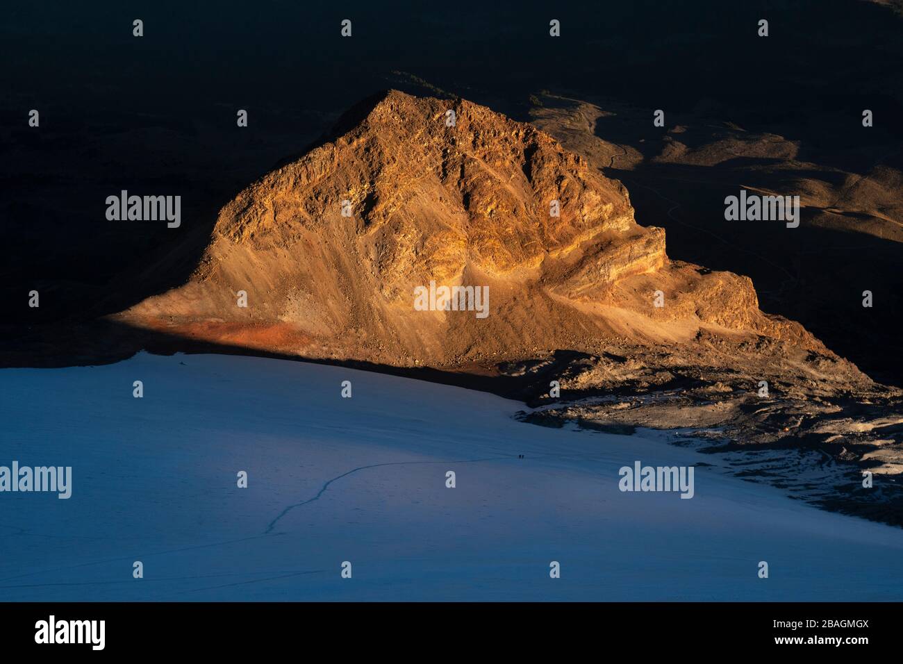 Jamapa glacier and the 'sarcophagus' at Pico de Orizaba, Mexico Stock Photo