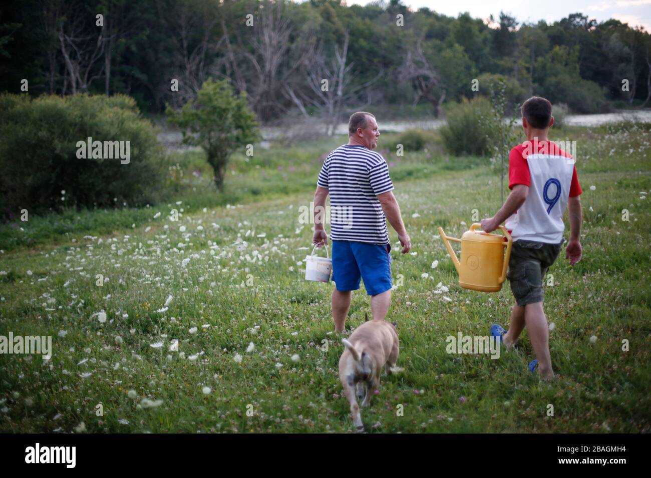 Heading Out to Go Fishing by a River in Rural Croatia Stock Photo