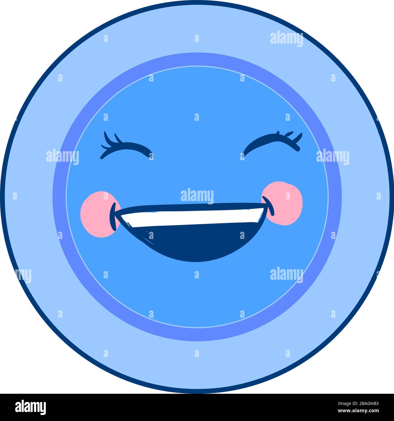 Blue happy dish, illustration, vector on white background Stock Vector