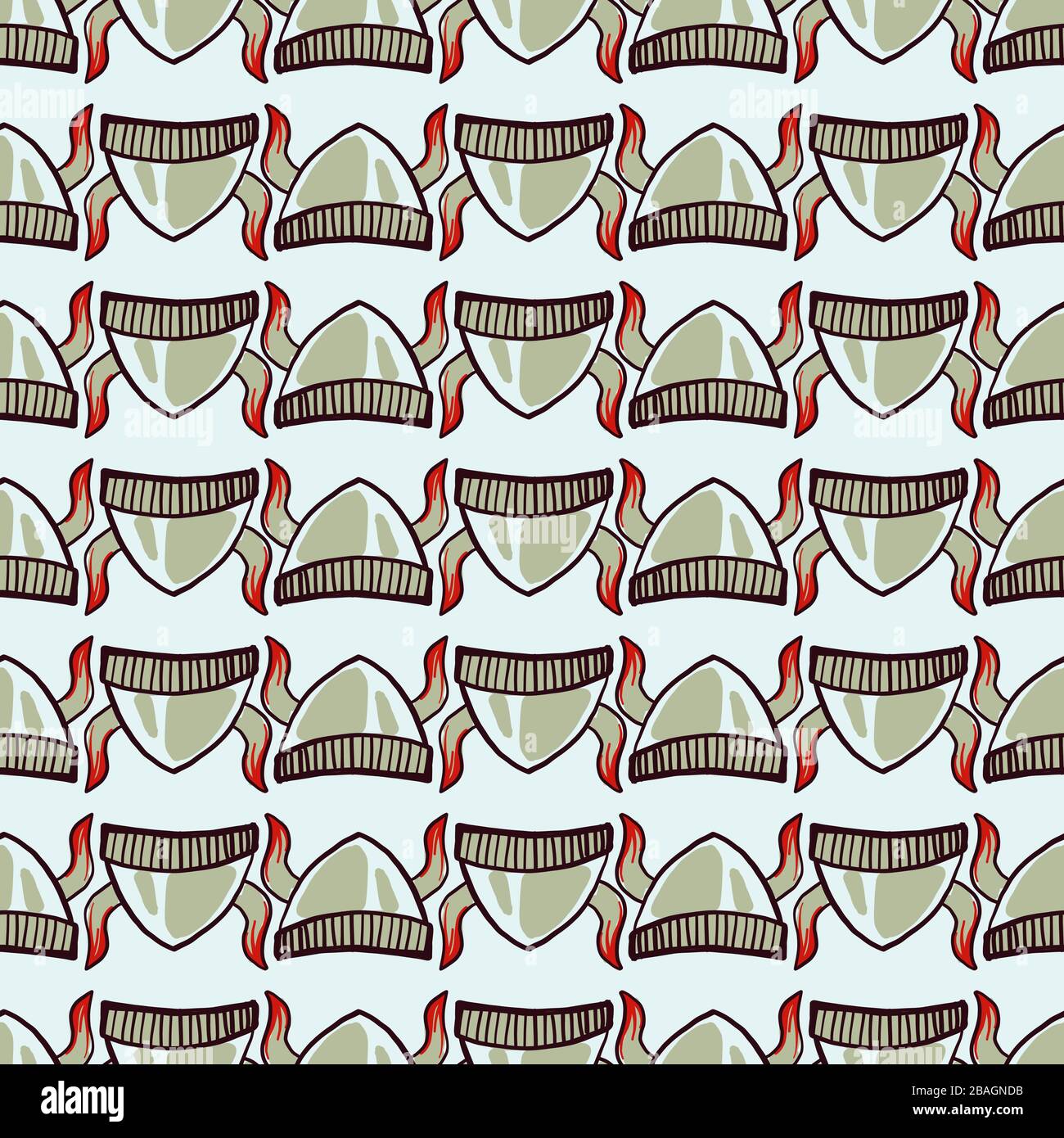 Vikings hat pattern, illustration, vector on white background Stock Vector