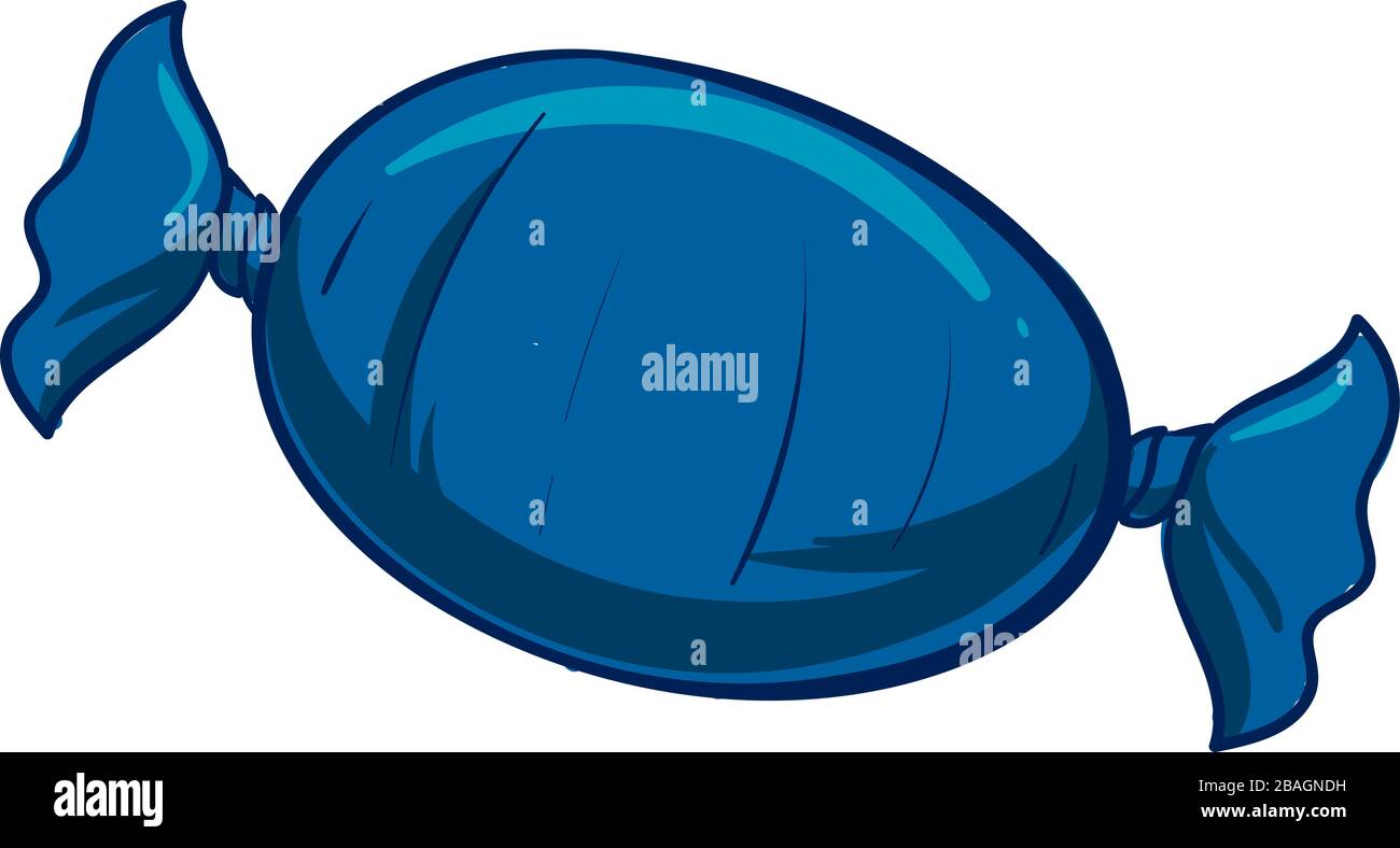 Blue wrapped candy, illustration, vector on white background Stock