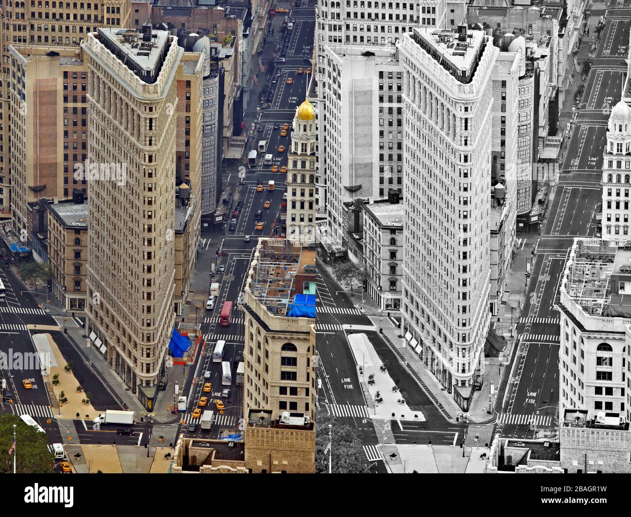 Manhattan Before and After Novel Coronavirus (COVID-19) pandemic. Stock Photo