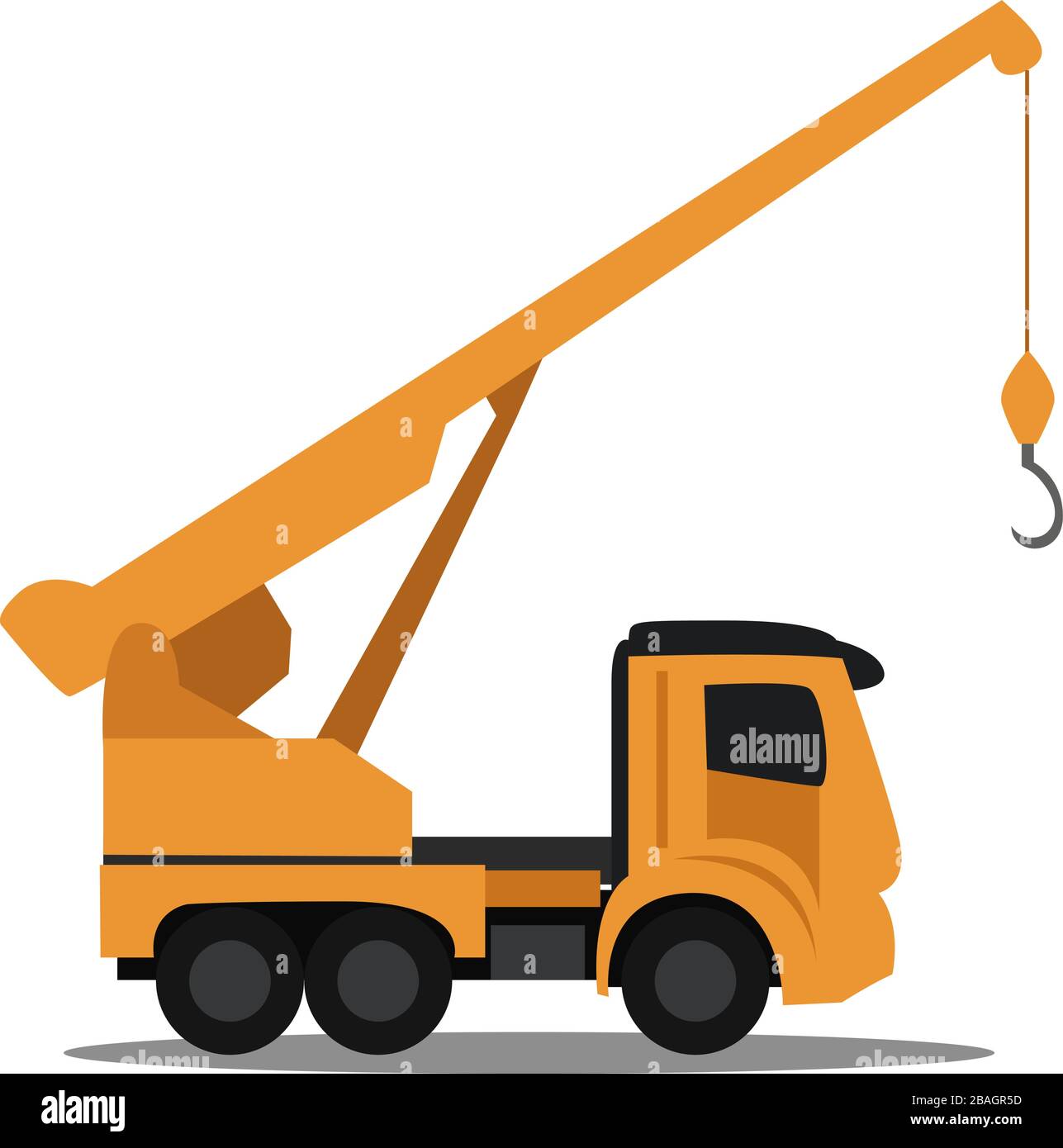 Truck with crane, illustration, vector on white background Stock Vector