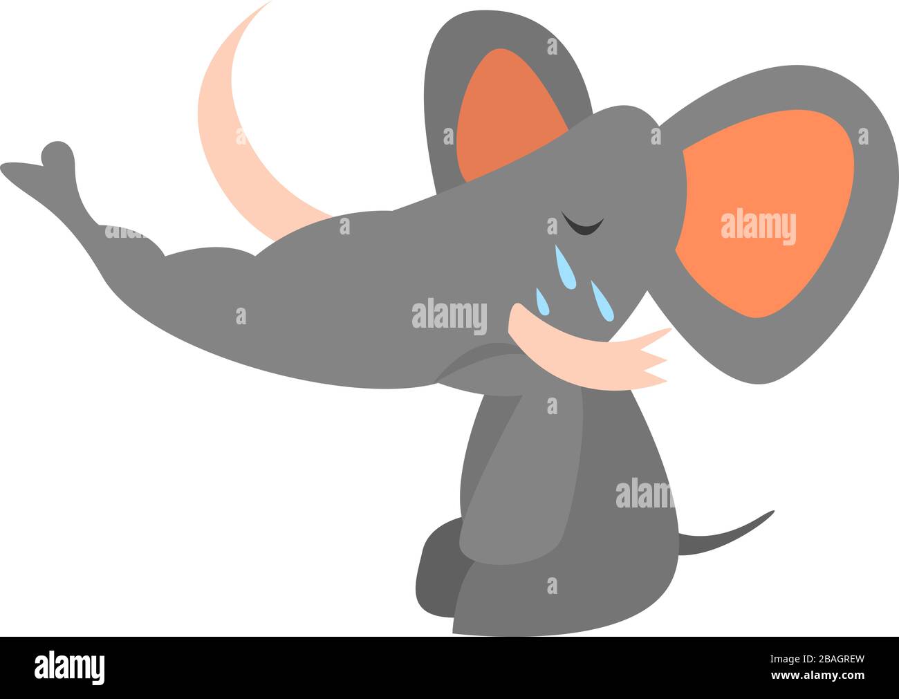 Crying elephant, illustration, vector on white background Stock Vector