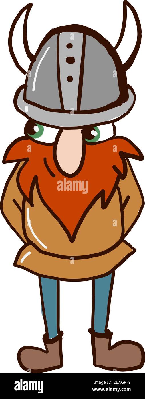 Cute Viking, illustration, vector on white background Stock Vector