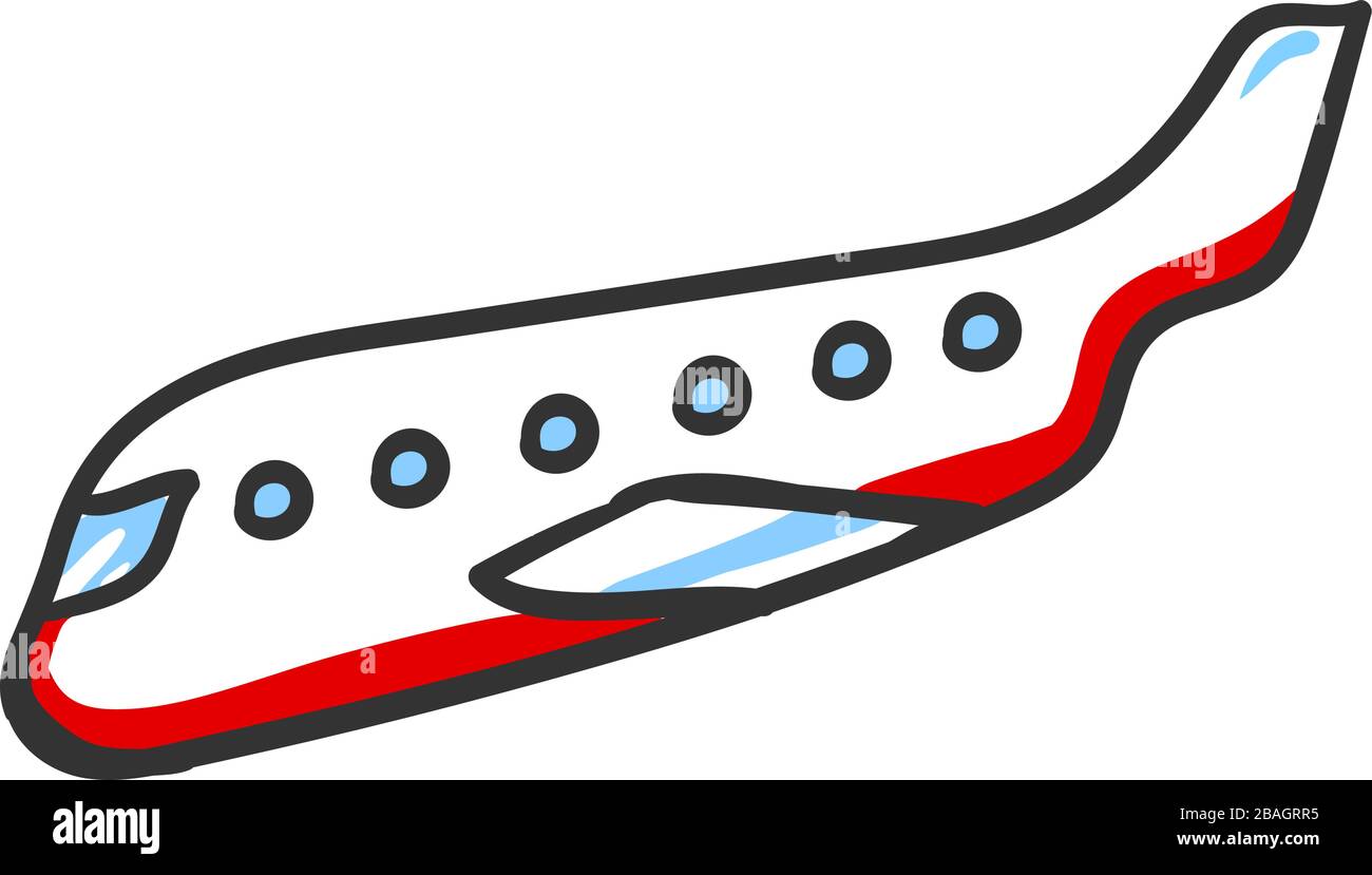 Drawing plane, illustration, vector on white background Stock Vector