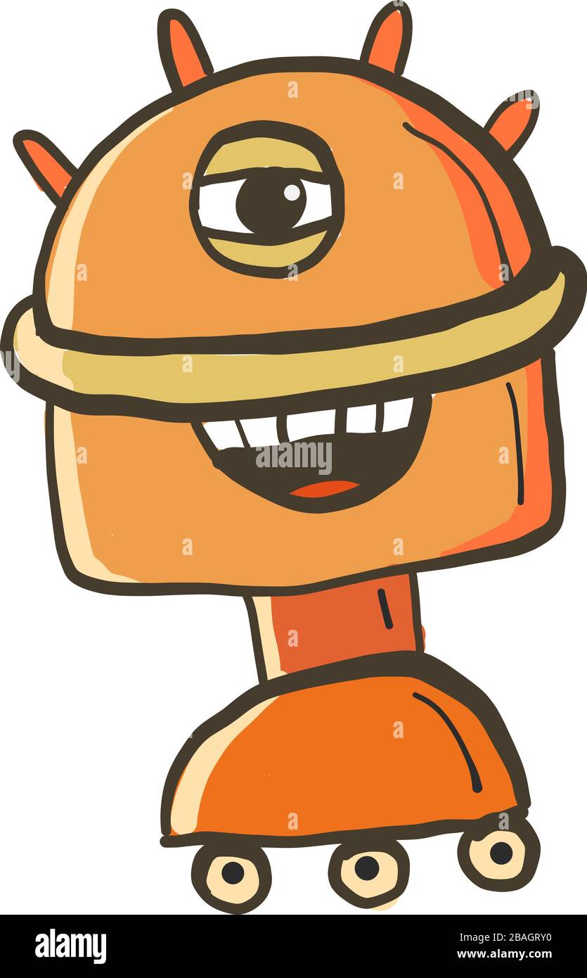 Orange robot, illustration, vector on white background Stock Vector