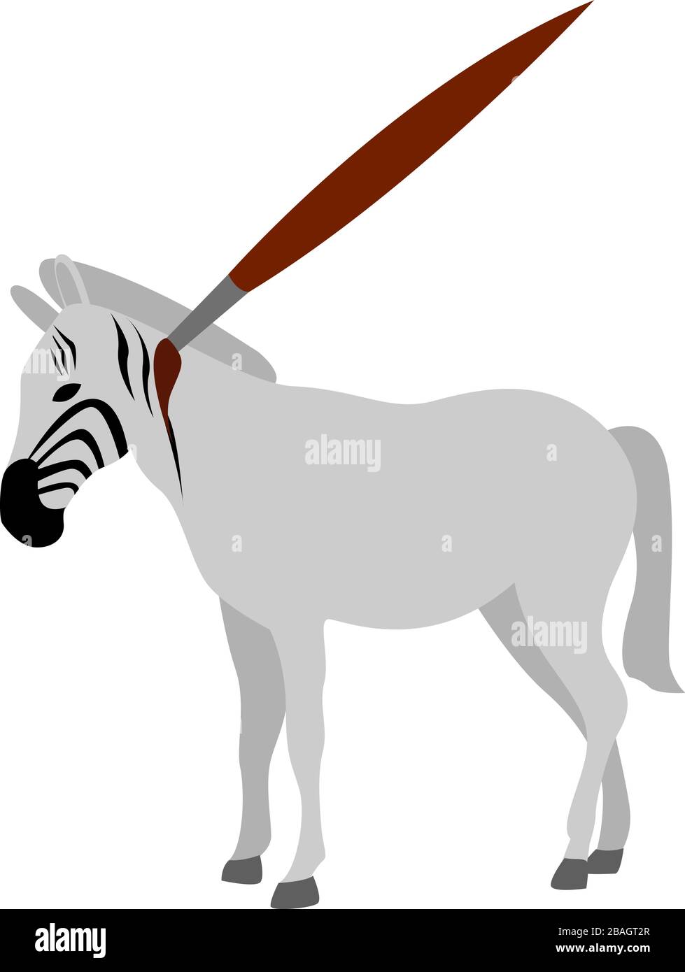 Drawing a Zebra, illustration, vector on white background Stock Vector